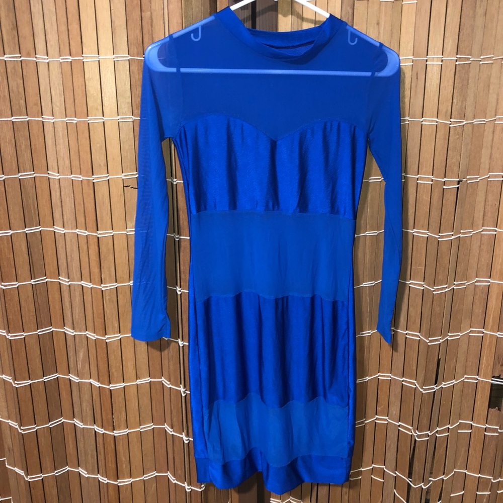 Blue midi dress.